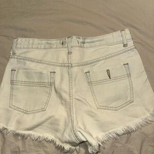 Free People Cream Jean Shorts